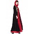 Double layered embroidery abaya- Black-Red  Double layered embroidery abaya- Black-Red